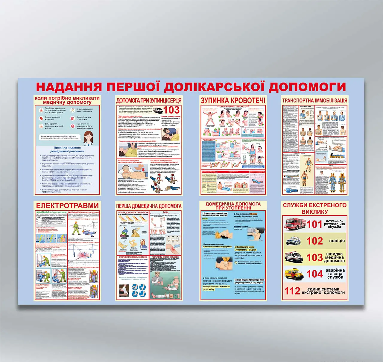 Стенд Надання першої долікарської допомоги 1220х800 мм ПВХ 3 мм без лам