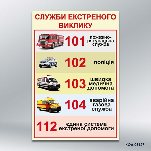 Стенд «Служби екстренного виклику" (код 03127)