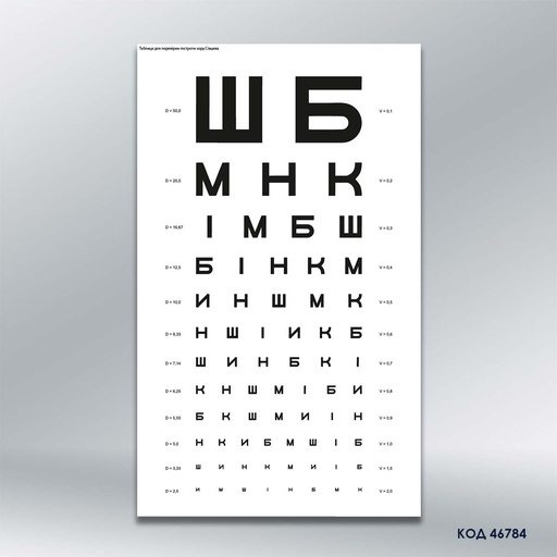 Таблиця Сівцева (таблиця для перевірки гостроти зору) (код 46784)