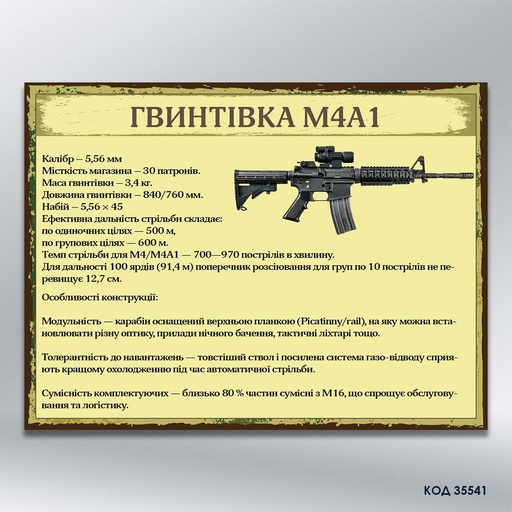 Інформаційний стенд "Гвинтівка M4A1" (код 35541)
