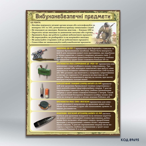 Інформаційний стенд «Вибухонебезпечні предмети» (код 89695)